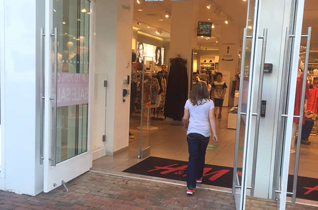glass door on a shop
